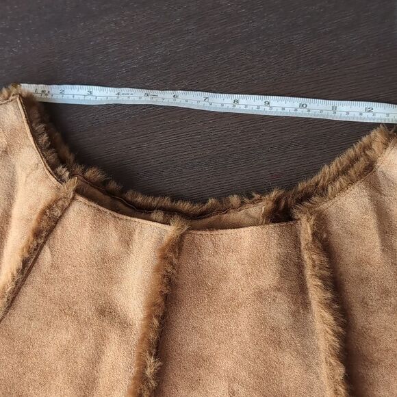 Unique Brown Genuine Leather Spliced Leather Poncho One Size - Picture 9 of 11